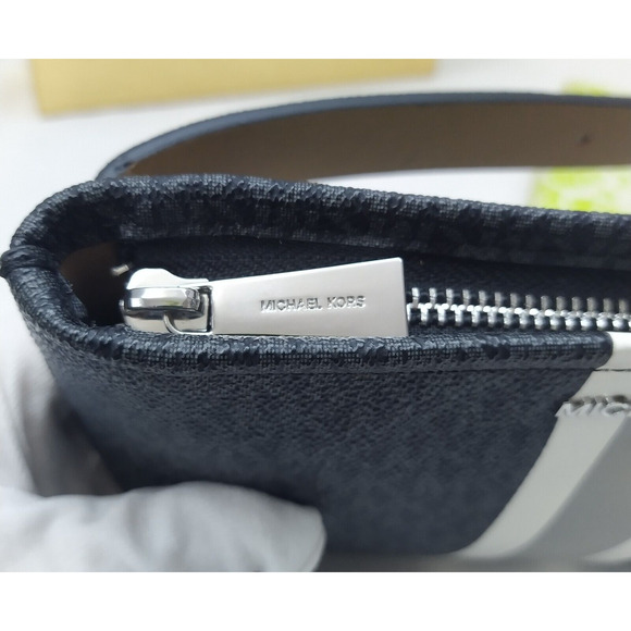Michael Kors Black Logo Belt Bag Fits Phone With Stripe - NWT $98 - Picture 13 of 16